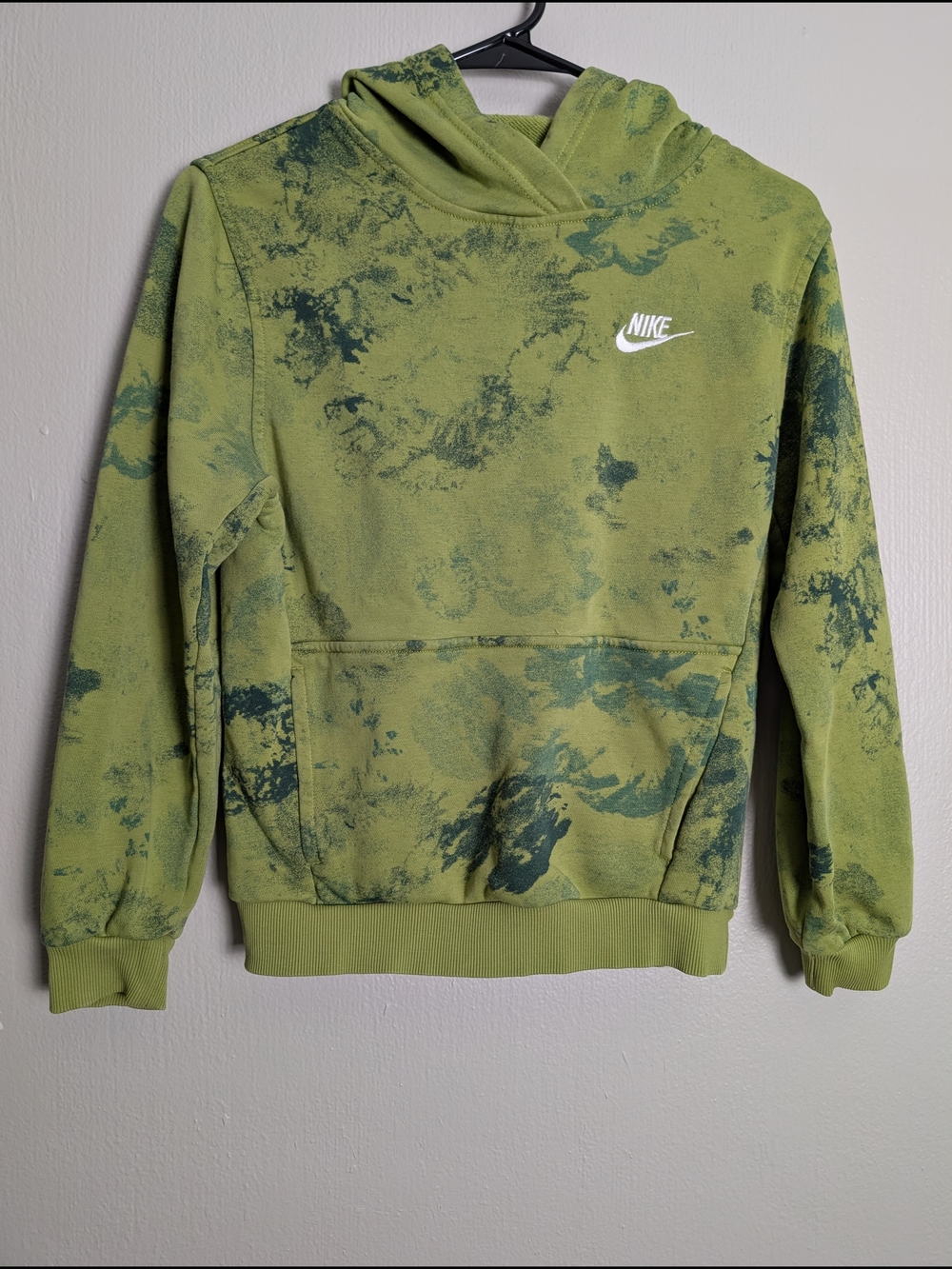 Nike Green Tie-Dye Pullover Hoodie with White Logo
